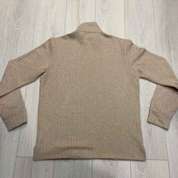 Polo by Ralph Lauren Mens Sweater Medium 1/4 Zip Up Collar Brown/Tan Long Sleeve - Picture 3 of 12